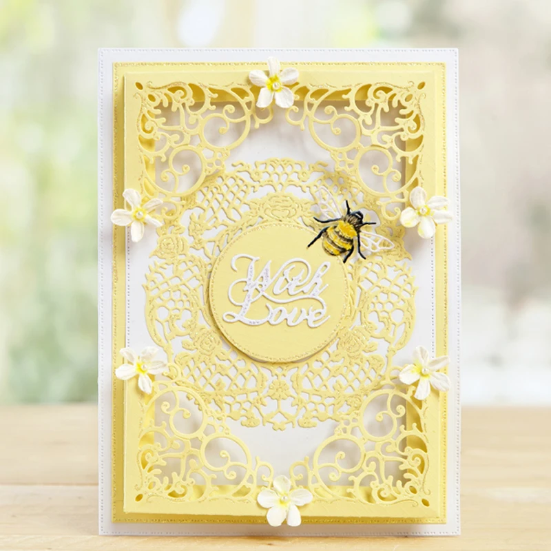 

Flower Kids Flower Lace Frame Edge Metal Cutting Dies Stencil Scrapbook Album Embossing For Gift Card Making Handcrafts Decor