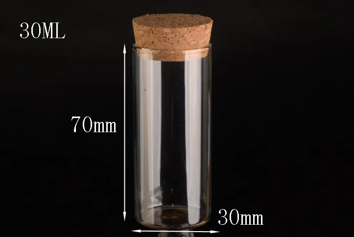 

10pcs 30*70mm Glass Bottle Jars Vial with Cork Stopper for DIY Wish Message Sample jars Perfume container test tube decoration