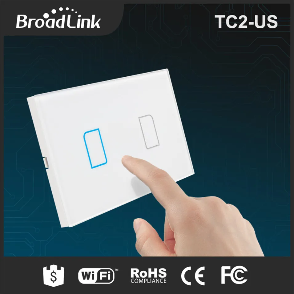 Broadlink TC2 US/AU умный дом RF433 сенсорный выключатель света 2 банды 1 способ
