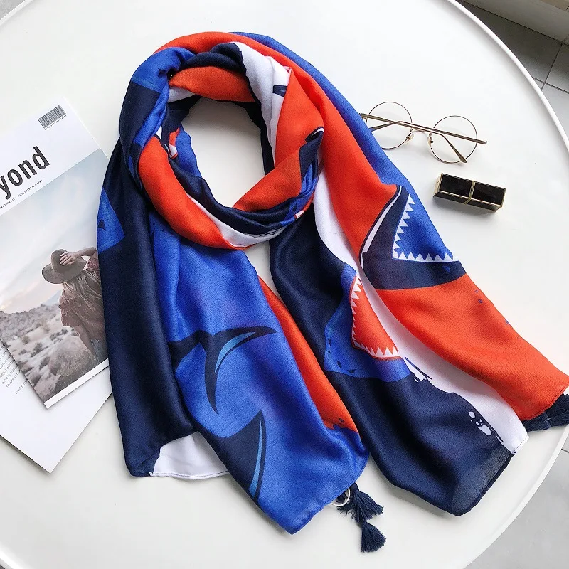 Женский хлопковый шарф с кисточкой животным принтом Дизайн мусульманский