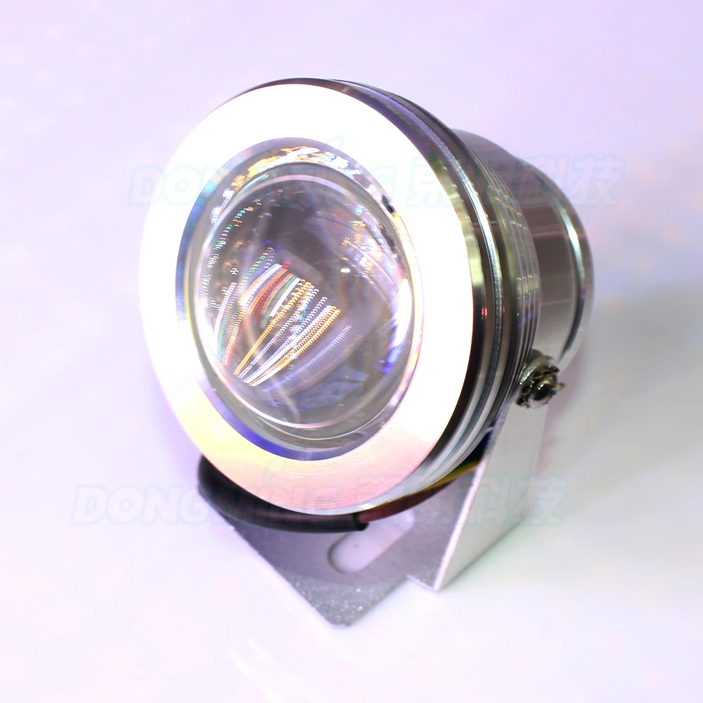 10pcs Silver cover AC85-265V  convex lens underwater led light green red blue underwater led lamp IP68 10W pool lights
