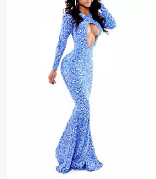 Sexy Elegant Blue maxi dress evening Party Dress prom | Женская одежда