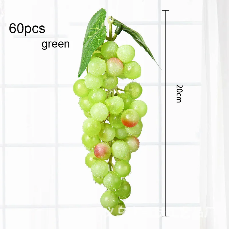 60pcs green 1 шт Искусственные Фрукты Пластиковые искусственные виноградные поддельные фрукты для дома украшение стола для вечеринки - Цвет: 60pcs green