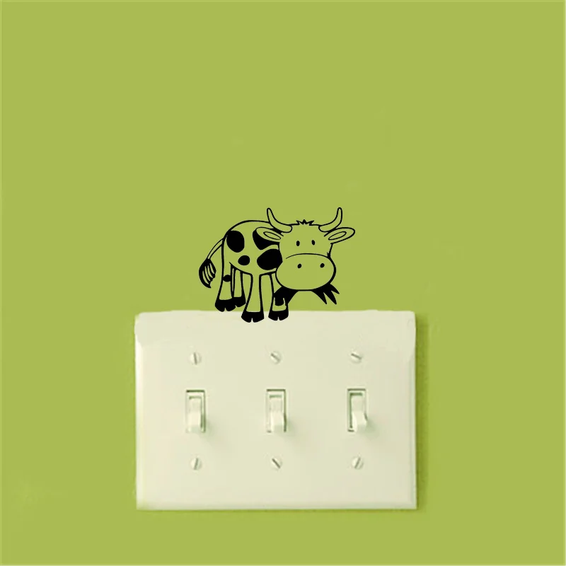 Съемная Настенная Наклейка с изображением коровы и травы в мультяшном стиле 2WS0409