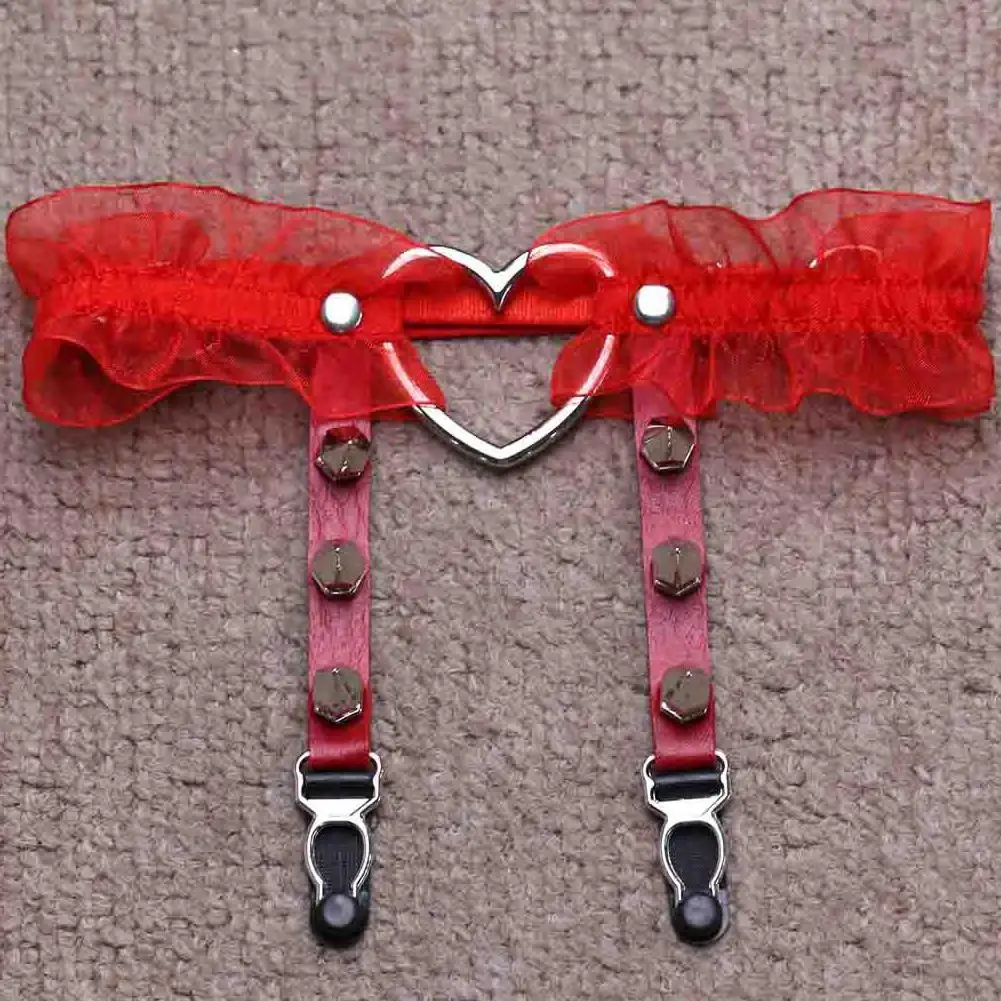 

MISSKY Women Sexy Punk Lace Elasticity Harness Heart-shaped Leg Chain Garter Belts Cosplay Elastic Thigh Ring Garter