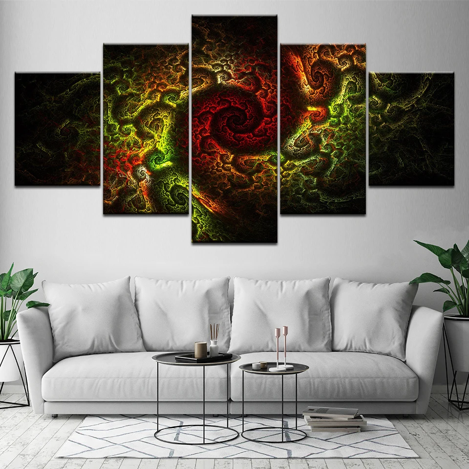 5 панелей модульный холст искусство абстрактная краска рисунок пятна Радуга