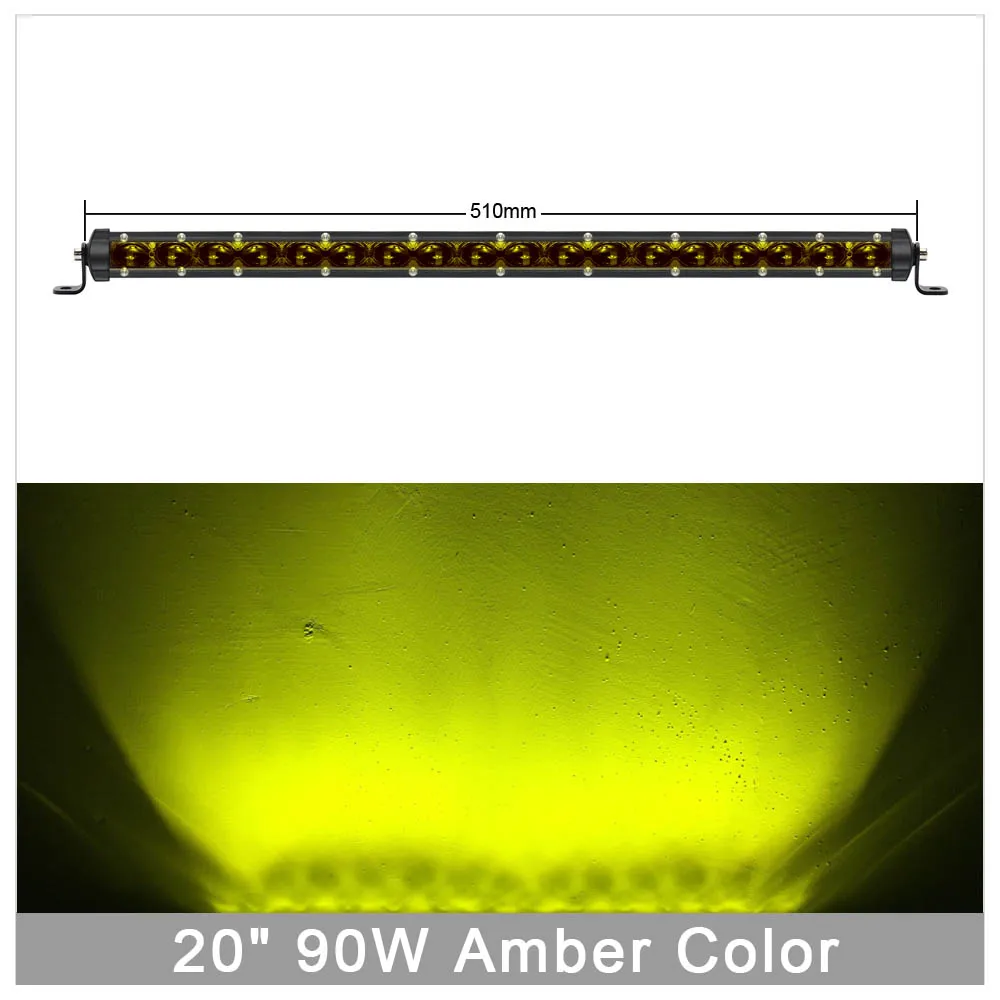 90W 20 Inch Amber 6D объектив Супер тонкая Светодиодная панель внедорожный 30 Вт 60 Вт 90 Вт 120 Вт 150 Вт для автомобиля УАЗ 12V 24V трактор внедорожник Грузовик Лодка 4WD 4x4 ATV Led Подсветка - Цвет: 90W 20 Inch Amber