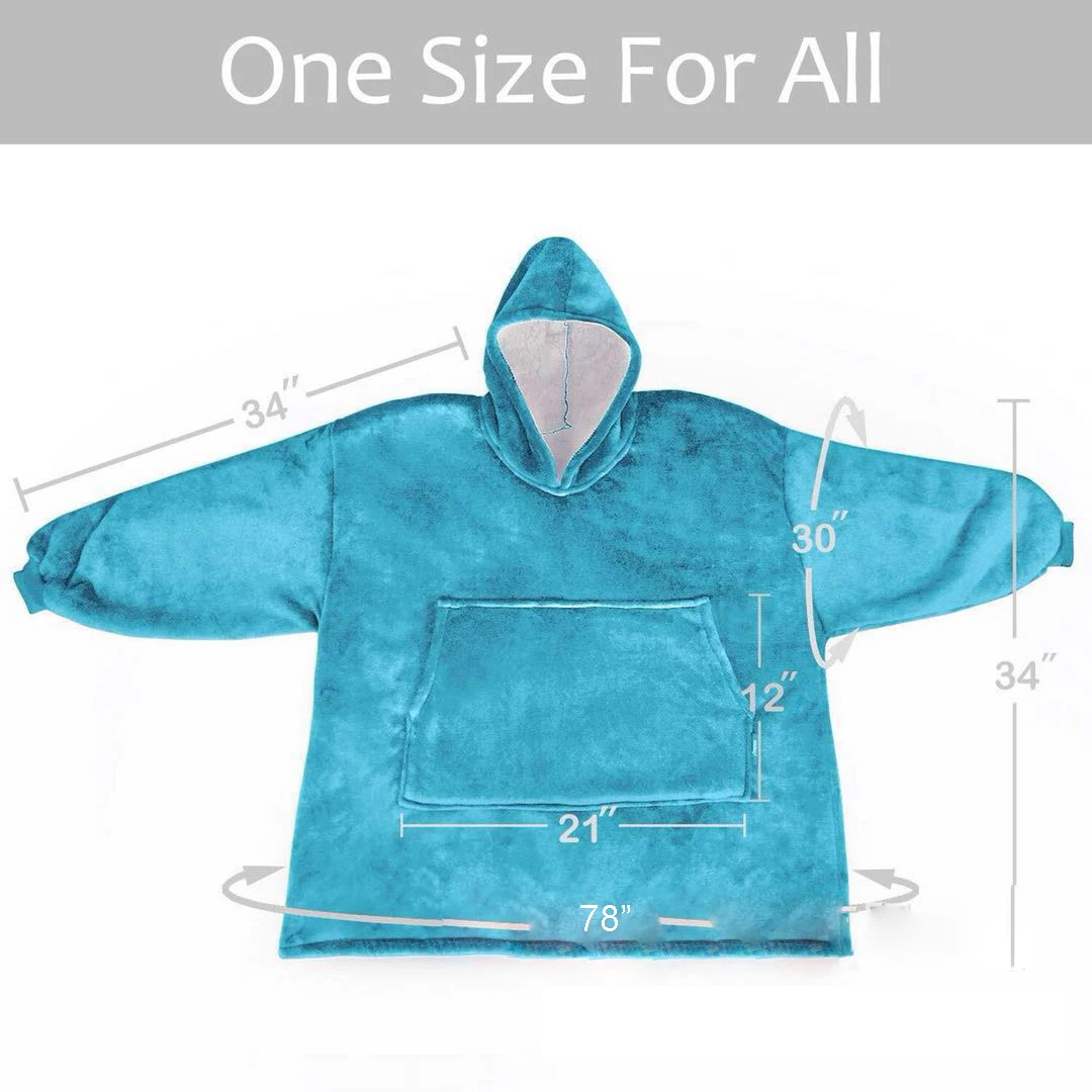 

Outdoor Comfy Hooded Sweatshirt Hoodie Blanket Warm Coats Thick Fleece TV Blanket Weighted Pullover Blanket for Men and Women