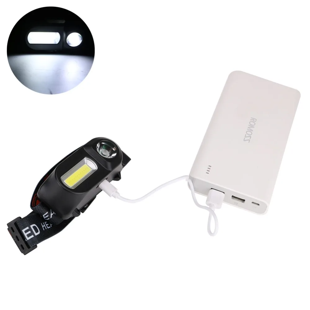 Налобный фонарь перезаряжаемый через USB водонепроницаемый с аккумулятором 18650 6