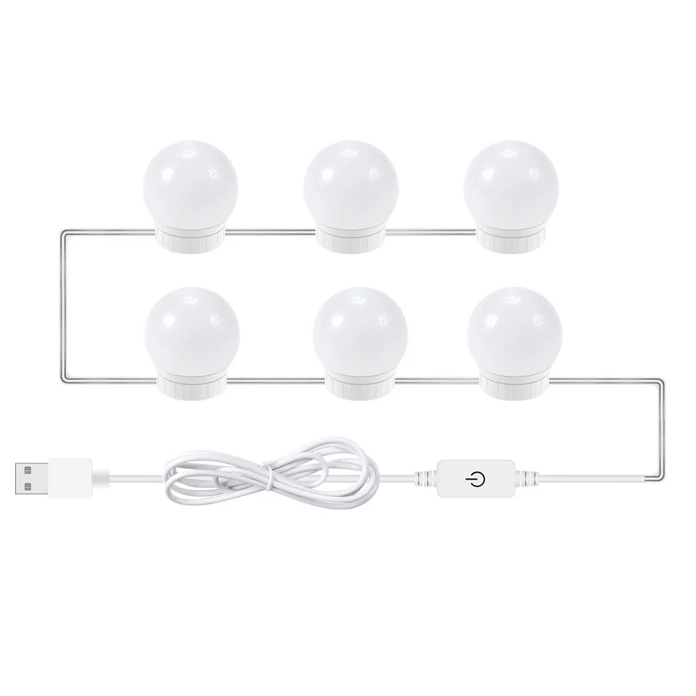 6 Bulbs Mirror lamps Светодиодный светильник для макияжа с регулируемой яркостью USB 12 В, настенный светильник s 6 10 14, набор ламп для туалетного столика, бесступенчатый светильник с регулируемой яркостью, голливудский зеркальный светильник - Цвет абажура: 6 Bulbs Mirror lamps