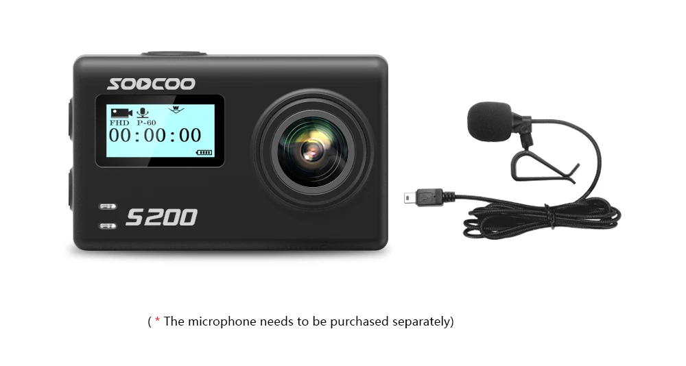 SOOCOO S200 Голосовое управление Wifi 4K Экшн-камера 2,45 сенсорный экран с гироскопом дистанционного управления, gps расширение включает gps микрофон
