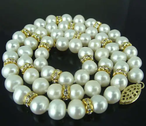 

Charming!8-9mm 2014 new fashion White Akoya Pearl Necklace 18''BV415