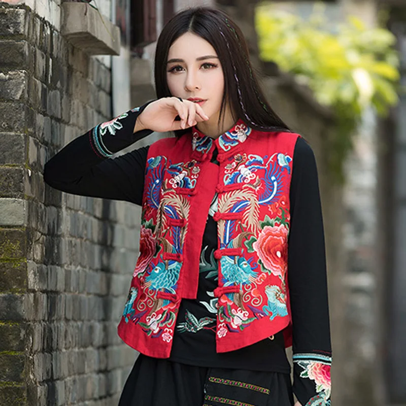 Женская футболка без рукавов с вышивкой повседневная Винтажная в китайском