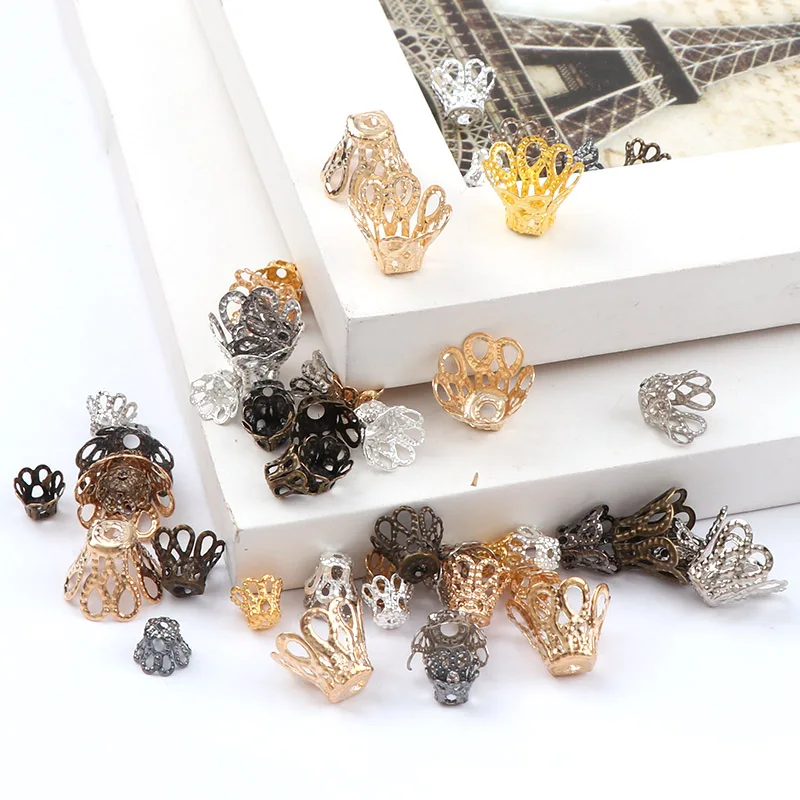 5 мм винтажная филигранная металлическая чашка полый цветок разделительные