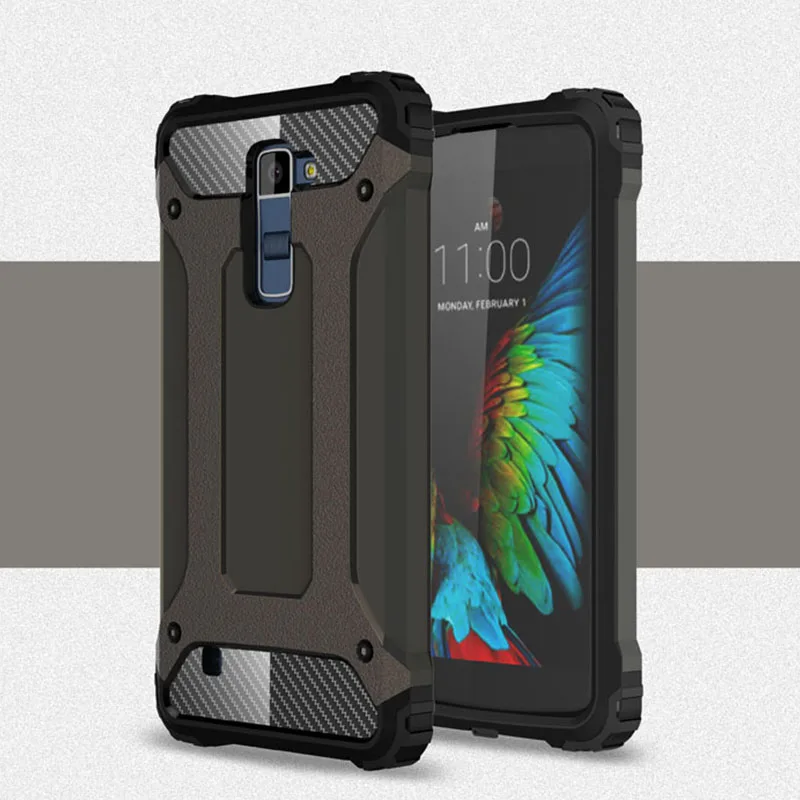 Противоударный чехол-броня Coque 5.3For Lg K10 чехол для Lg K10 Lte двойной K410 K420 K420n K430 K430ds F670 телефона чехол-лента на заднюю панель - Цвет: Bronze
