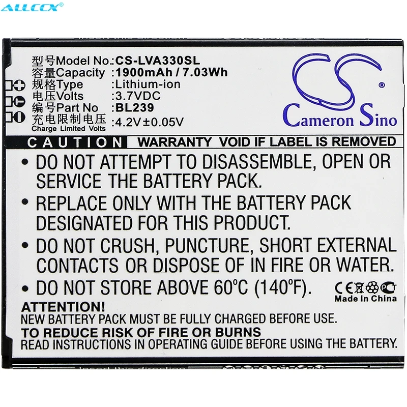 Cameron Sino 1900 мАч аккумулятор BL239 для Lenovo A330E A3500 HV A399|Аккумуляторы мобильных
