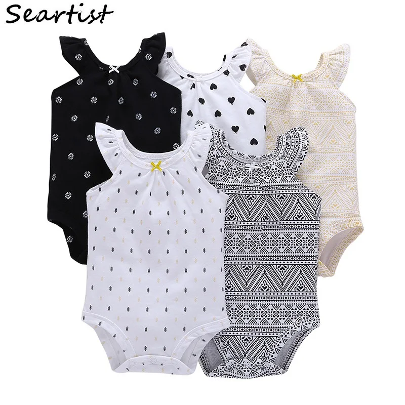 

5Pcs/Lot Wholesales Baby Girls Ruffle Sleeved Bodysuit Bebes Summer Jumpsuit Newborn Baby Girl Clothes 0-2Year 2023 15