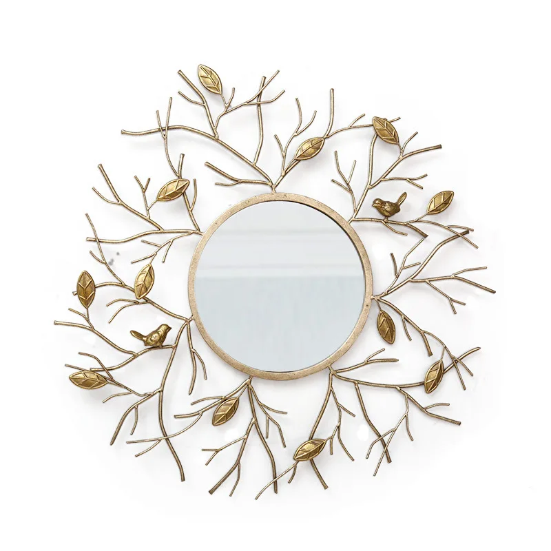 

76.5cm Luxury Wrought Iron Bird 3D Stereo Wall Decorative Mirror Crafts Hotel Home Sofa Background Mural Ornaments R2108