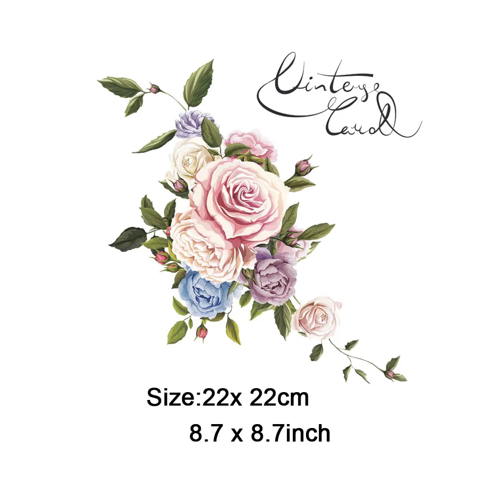 flowers iron-on transfers patch letters for shirt jeans stickers girls slovakia pvc clothing iron diy appliques 22cm | Дом и сад