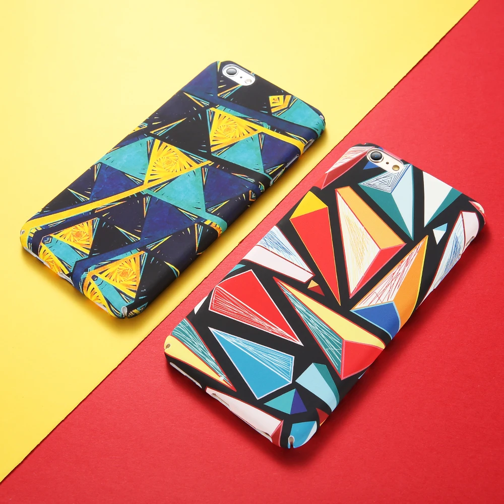 Kisscase Корпус для iPhone 6S 6 7 8 Plus 5 5S Жесткий ПК Обложка Геометрический Rhombus Абстрактные