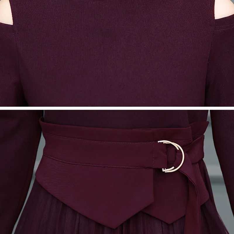 2019 женское Новое Сетчатое весенне осеннее платье с длинными рукавами