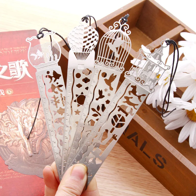 Delicate cutout book mark ultra-thin metal bookmark tape ruler brief book marker fashion bookmarks for Books Stationery Glifts