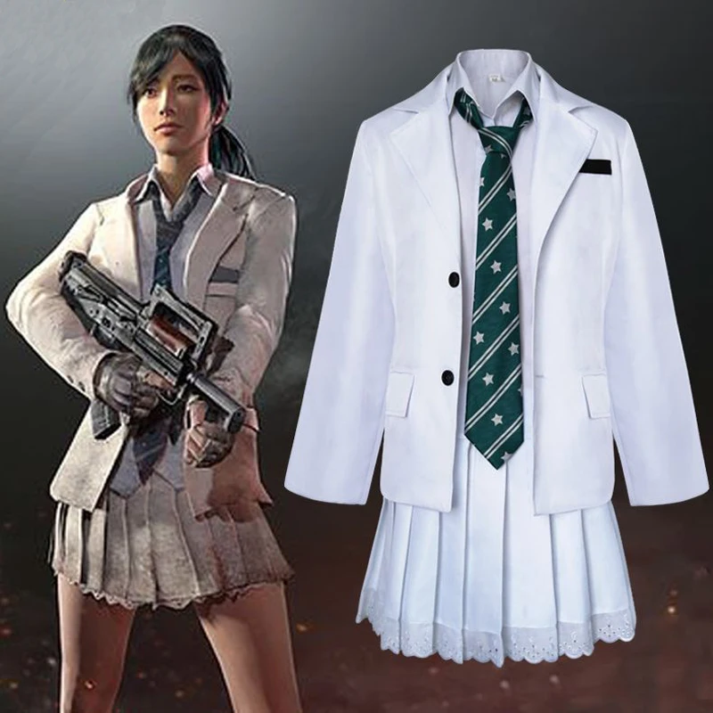 PUBG пальто рубашка с длинным рукавом галстук юбка плиссированные костюмы высокой