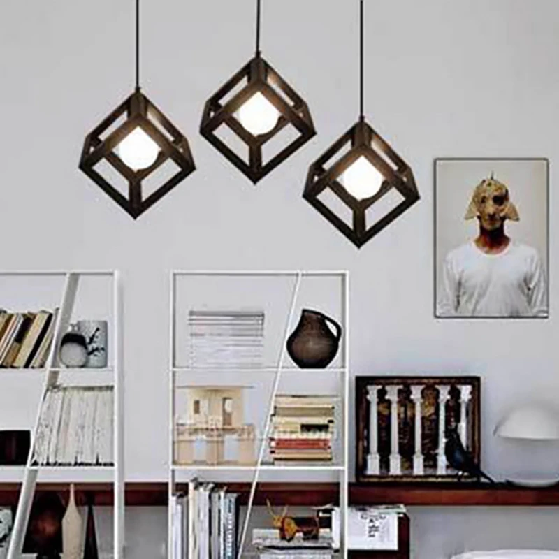 

modern art deco square iron Pendant Lamp Lights Loft Vintage Restaurant Master Bedroom Dining room cafe bar office Parlor Study