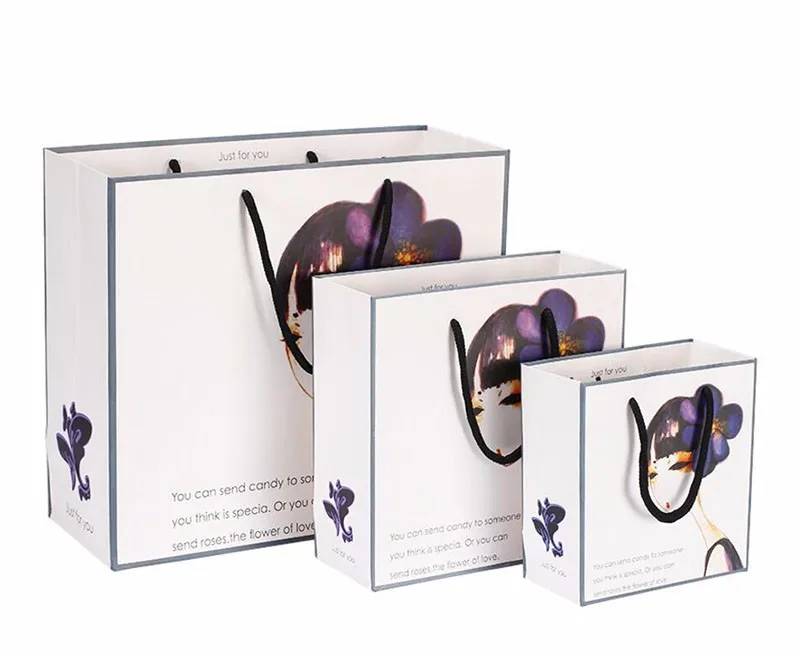 20 упаковок белая милая девушка шаблон бумажная упаковка бизнес сумка с ручкой