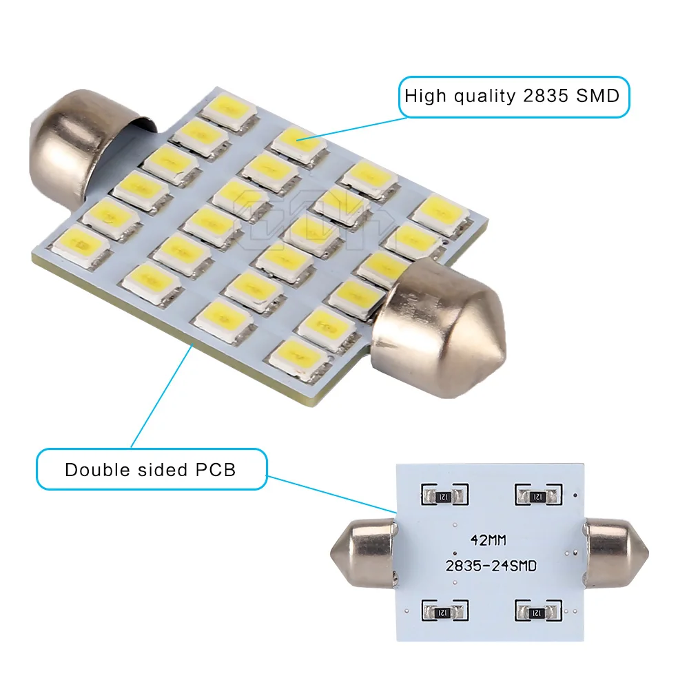 2 шт./лот гирлянда светодиодная купольная лампа C5W 24 светодиода 2835 smd для чтения 31