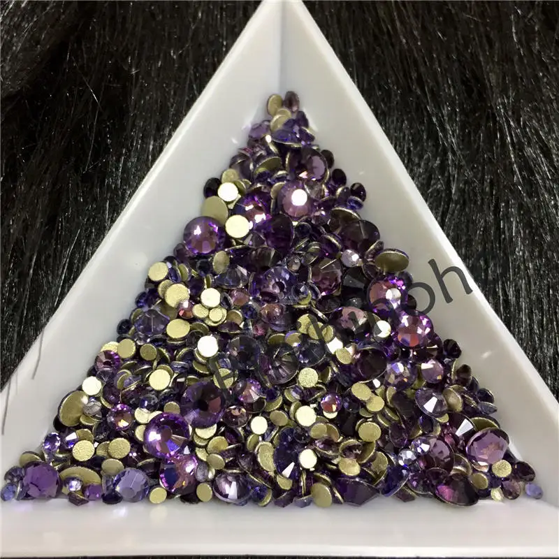 lighte purple 1440 шт./упак. смешанные размеры ногтей Стразы Золото Пришивные АВ стекло дизайн ногтей украшения камни блестящие драгоценные камни аксессуары для маникюра 038 - Цвет: lighte purple