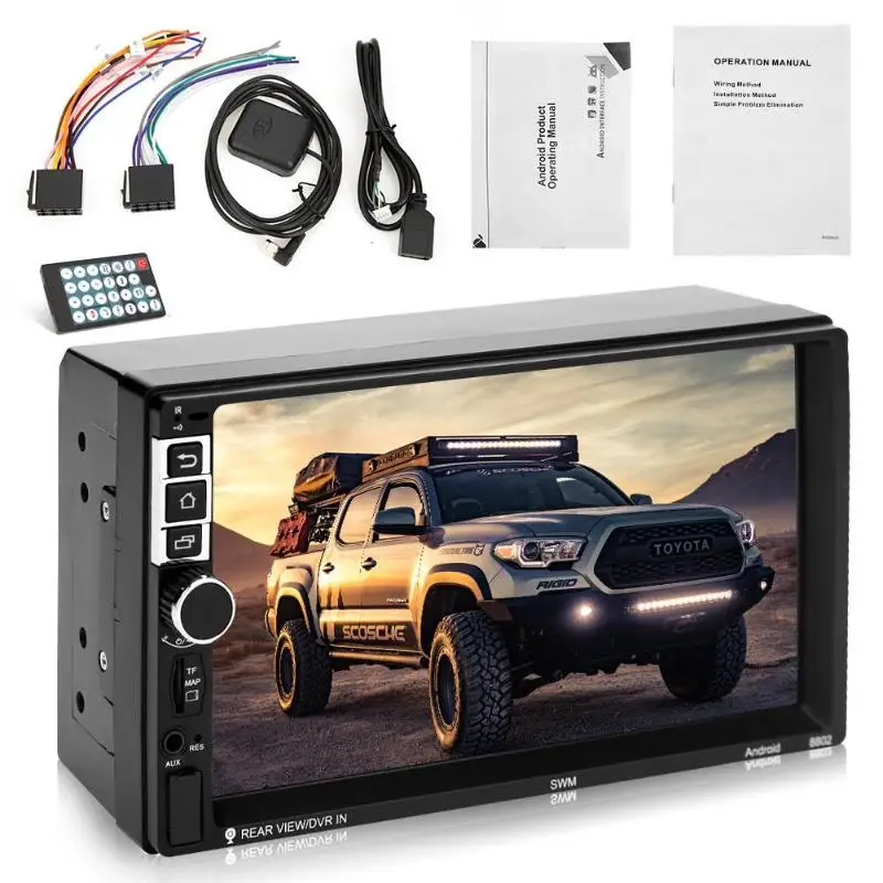 SWM 8802 7 дюймов TFT сенсорный экран 2Din Android 7,1 четырехъядерный автомобильный MP5 плеер gps навигатор FM радио Bluetooth 3,0 WiFi USB