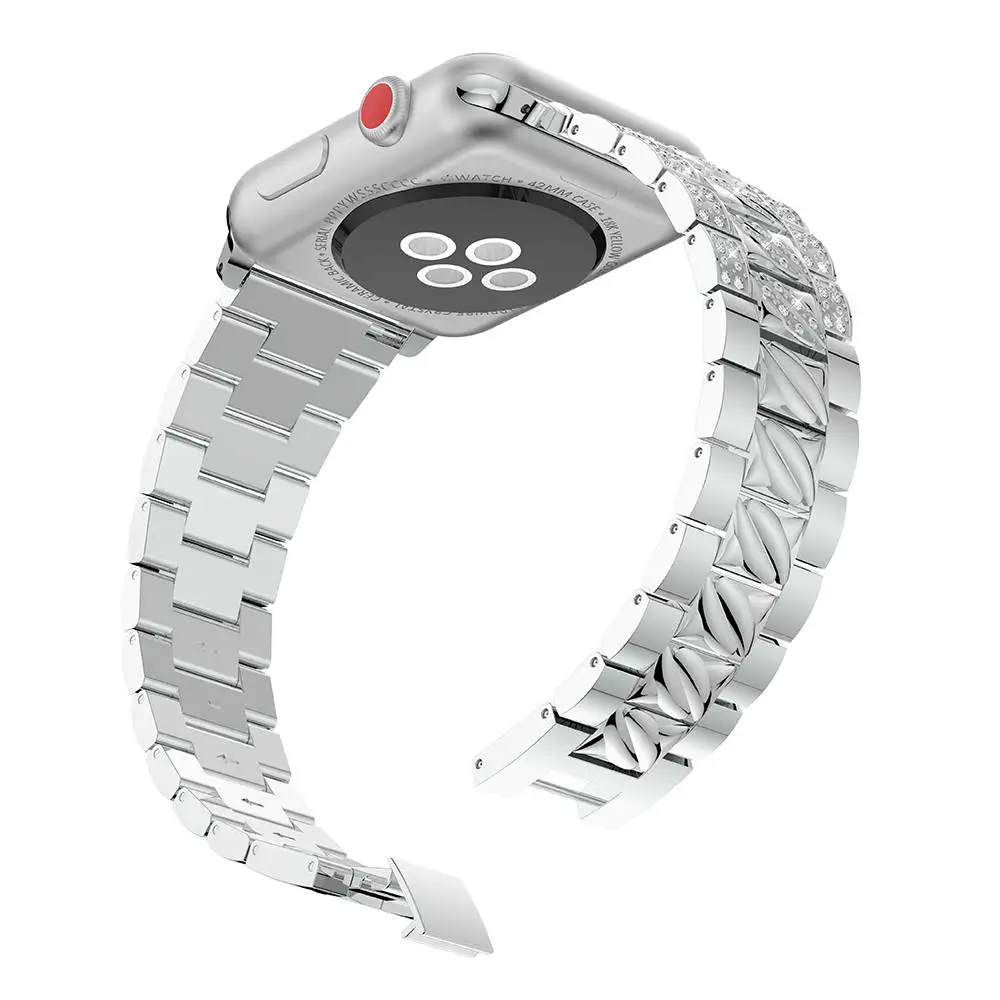 new Stainless Steel Strap for Apple Watch Band Rhinestone Diamond 38mm42mm Smart Watch Metal Band for Apple Watch Series 4 3 2 1