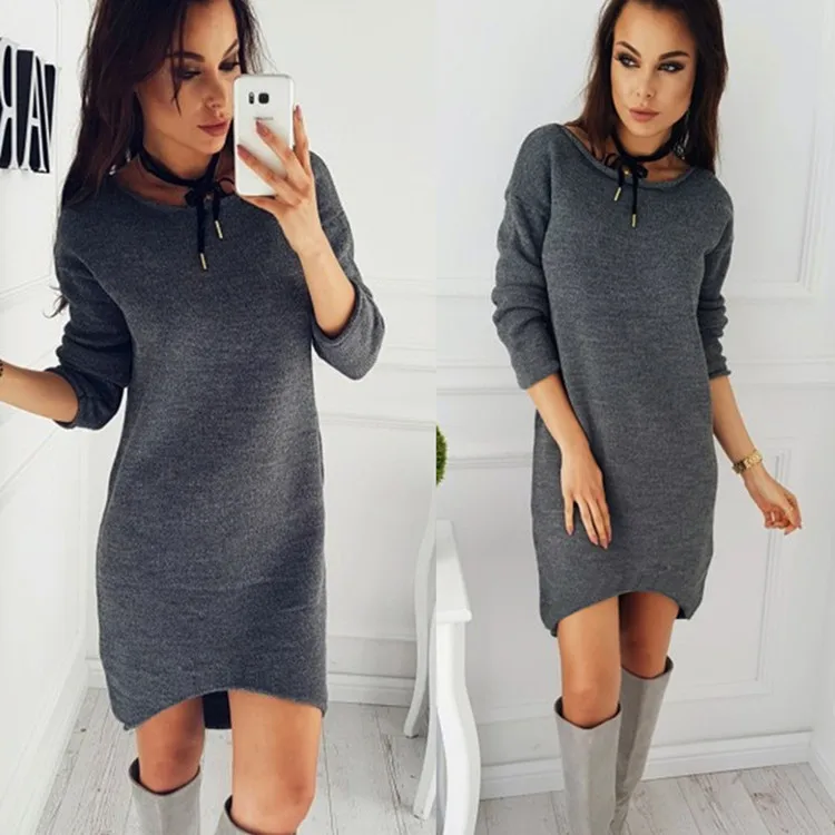 S XL Женские топы с круглым вырезом и длинными рукавами осенне зимние повседневные