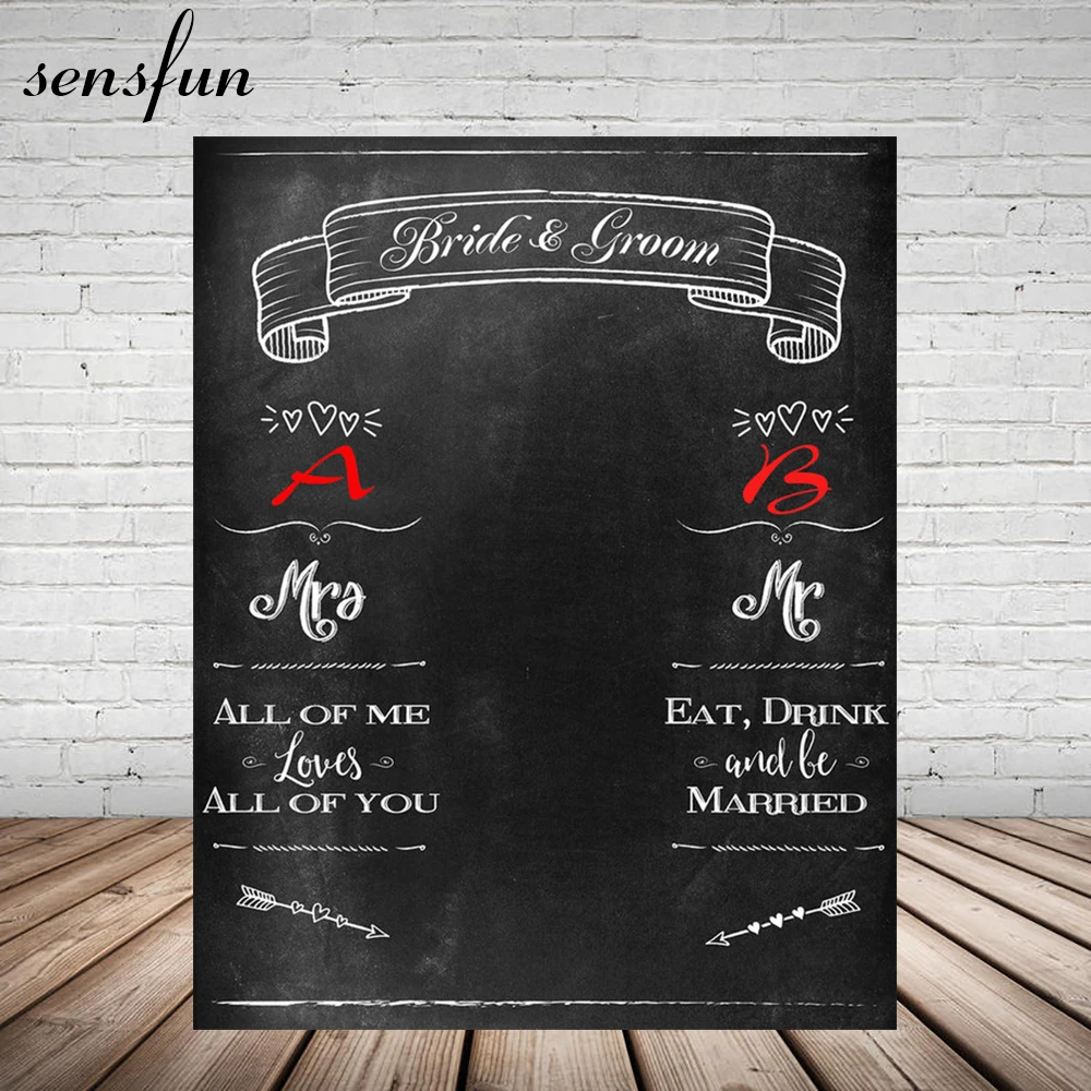 

Sensfun Wedding Party Photography Backdrop Photocall Custom Name Blackboard Backgrounds For Photo Studio 200x300cm Vinyl