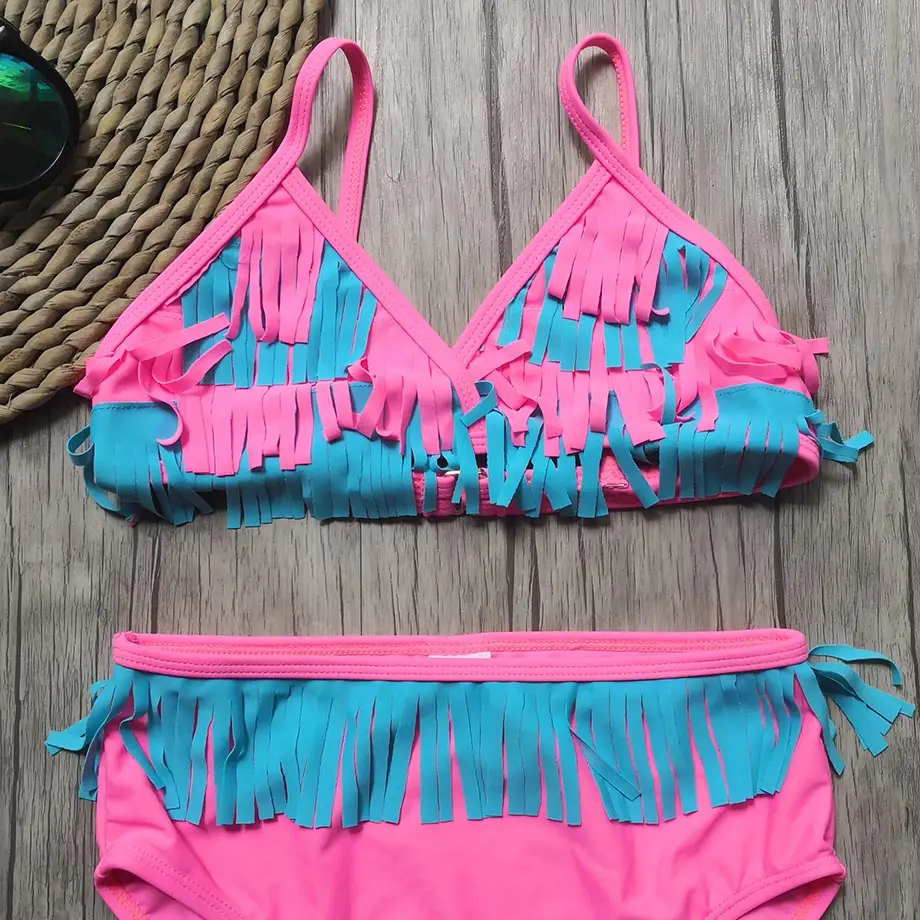 Женский купальник детский из двух предметов комплект бикини для девочек с