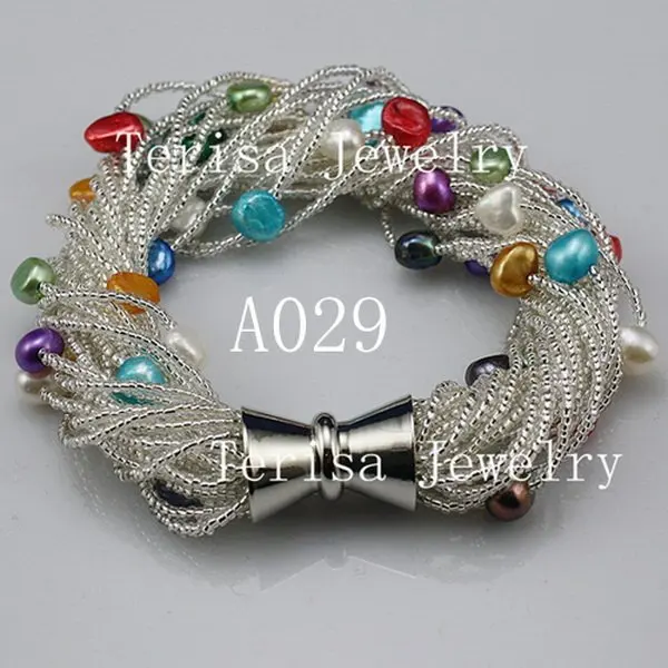 

New Free Shipping A029, Grade AAA.Natural Fresh Water Pearls Size:6-7mm.24 String.Color:Mix color.Vogue Bracelet.1pcs/lot