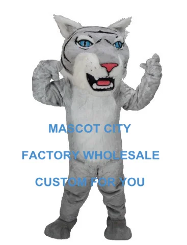 Профессиональный Серый талисман дикого кота для взрослых размер Mascotte костюм