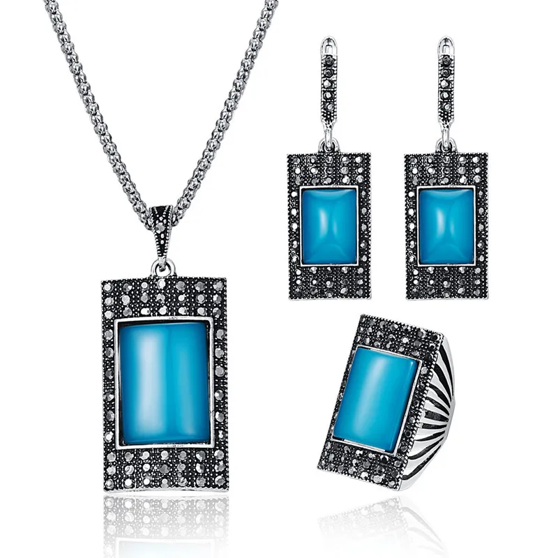 Набор винтажных ювелирных изделий с кристаллами для женщин полный черный горный