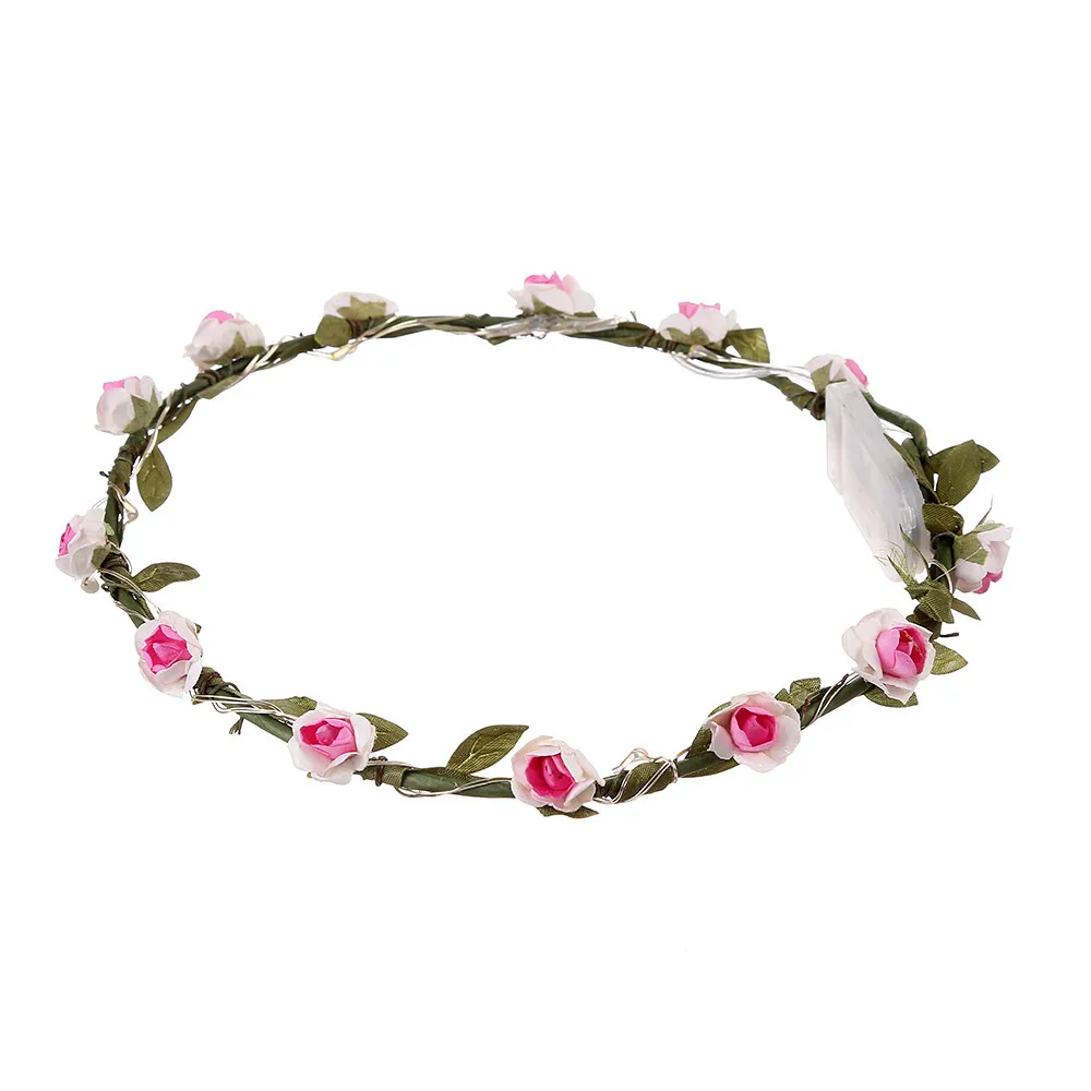 Ободок для волос девочек шпильки женские Цветочные ободки с розами светящийся
