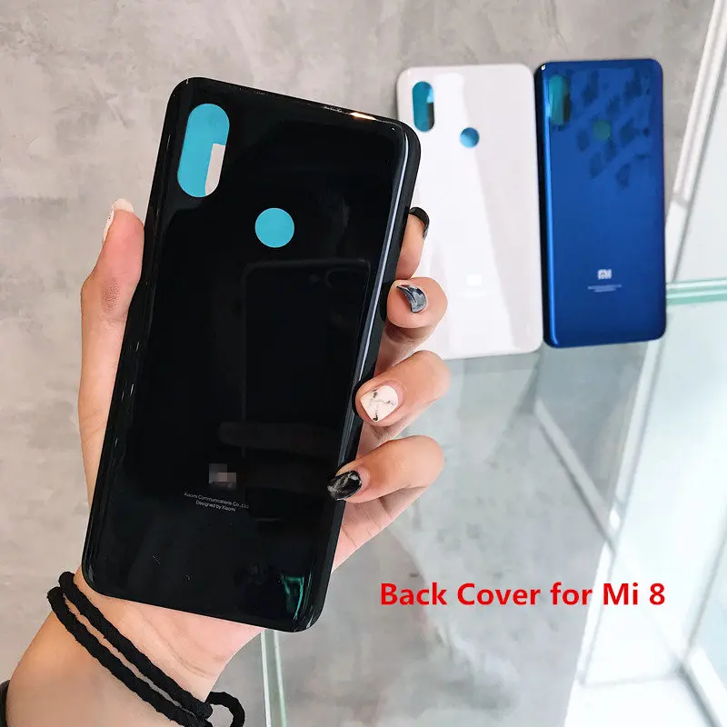 Задняя крышка для Xiao mi 8 задняя панель корпуса Дверь 3D стеклянная батареи