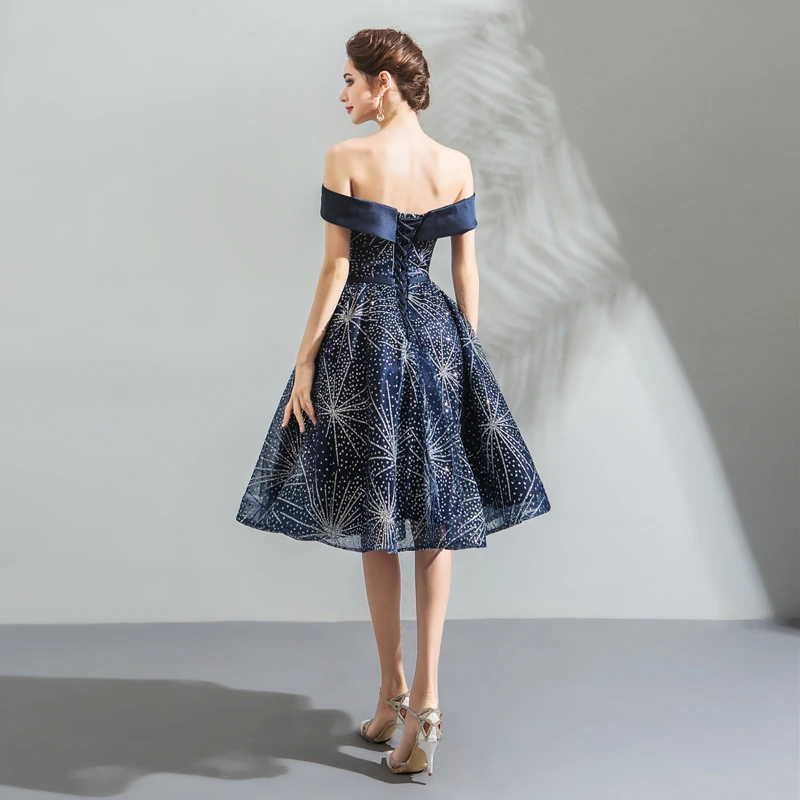 Vestido de festa 2018 темно синие Элегантный Лодка средства ухода за кожей Шеи с открытыми