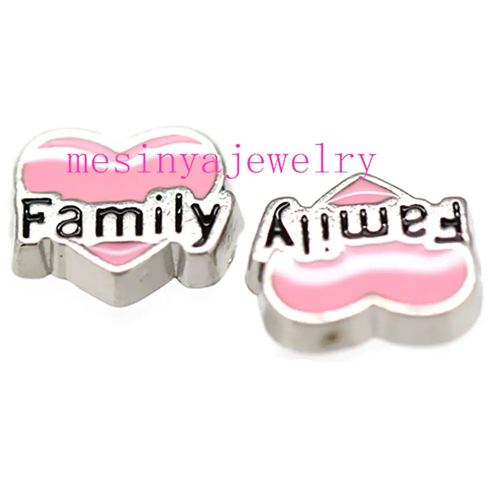 

10pcs Pink Family Heart Custom Floating Charms For Glass Locket