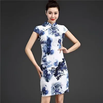 150 Traditional Dres Sheng Coco 5XL китайское традиционное платье с принтом эластичность лен хлопок китайский Qipao короткое улучшение эластичная сила Cheongsam - Цвет: 150 Traditional Dres