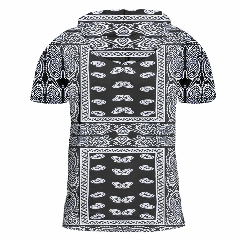 OGKB летние топы черная бандана с принтом пейсли 3D футболка капюшоном мужская