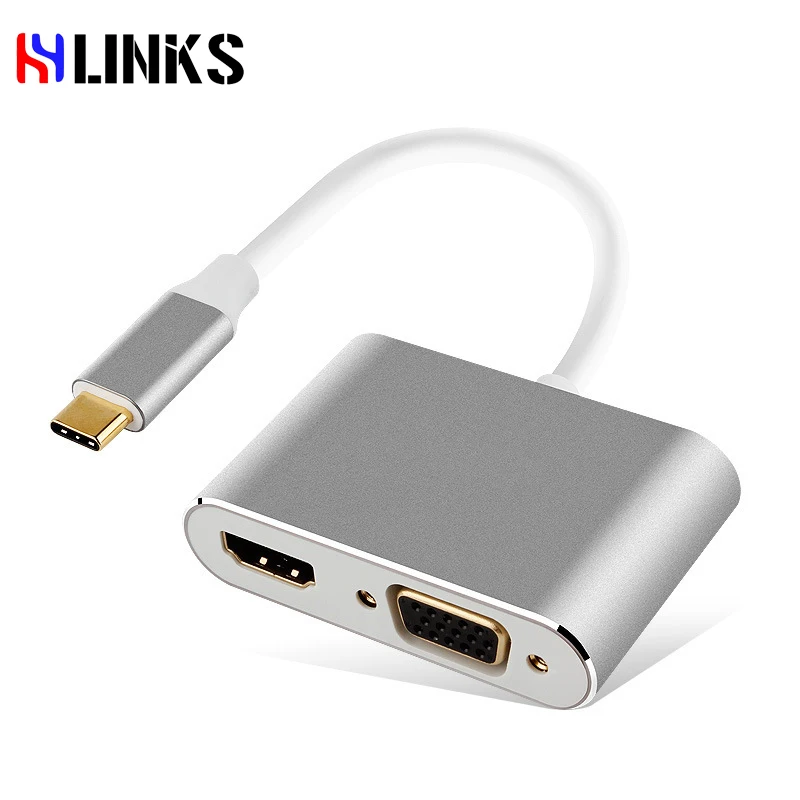 HYLINKS USB 3 1 Тип-C в HDMI адаптер VGA 2 in1 4 К UHD двойной Экран Дисплей для ноутбуков Apple Macbook |