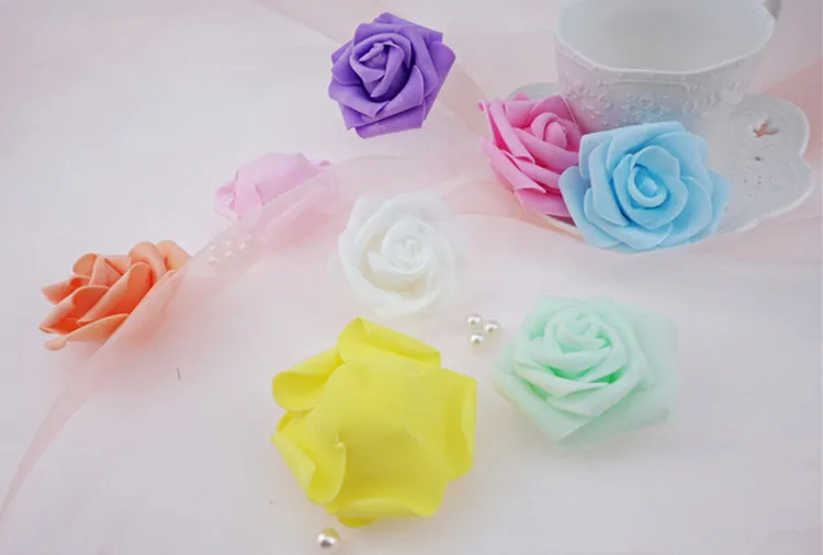 100 шт./лот 6 см поролоновые головки роз Искусственные Цветочные мятно зеленые