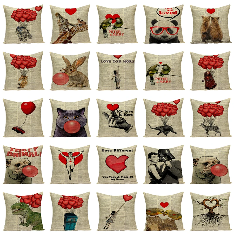 Подушка с изображением животных любовью красная 45*45 см|tropical seat covers|decorative cushion