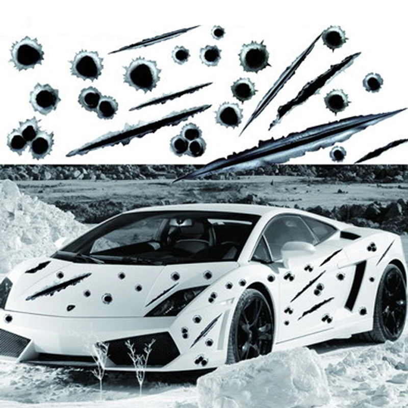 Автомобильные наклейки 1 шт 3D пулевое отверстие забавная Наклейка Чехлы мотоцикл