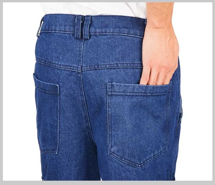 Fashion Plus Size Loose Baggy Jeans Work Pants Men Casual Hip Hop Jeans Cotton Trousers with Big Pocket Man Clothes